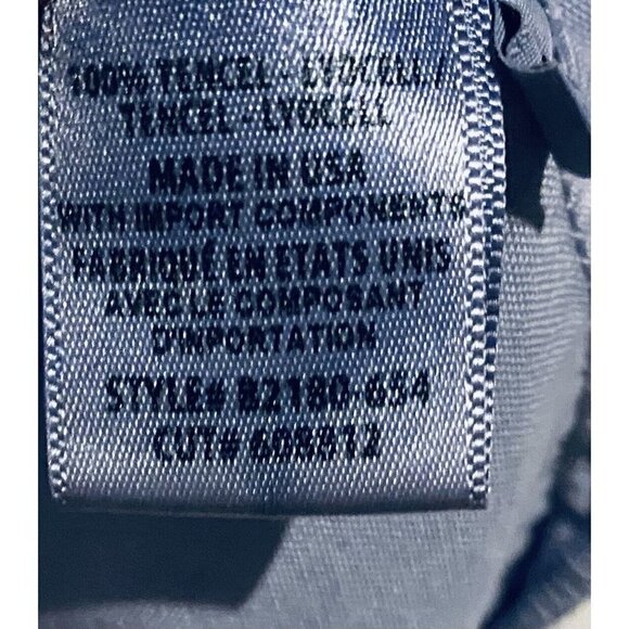 Bella Dahl Top Womens Medium Blue Button Up Fringe Tencel Long Sleeve Boho - Picture 6 of 7